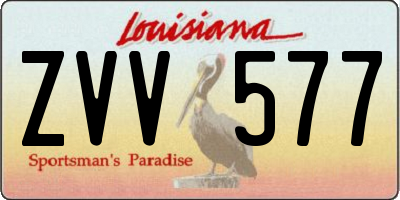 LA license plate ZVV577