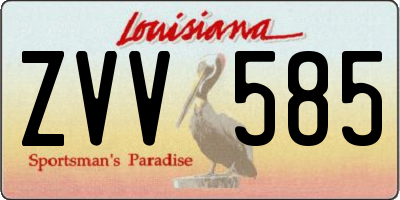 LA license plate ZVV585