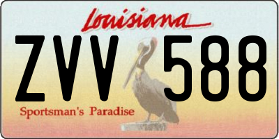 LA license plate ZVV588