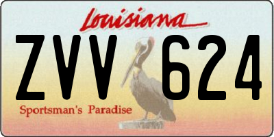 LA license plate ZVV624