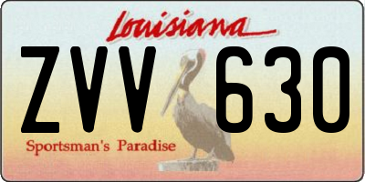 LA license plate ZVV630