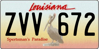 LA license plate ZVV672