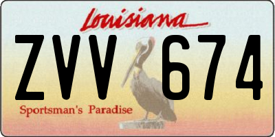 LA license plate ZVV674