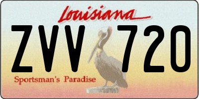 LA license plate ZVV720