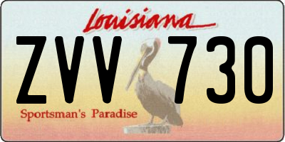 LA license plate ZVV730