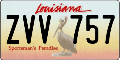 LA license plate ZVV757