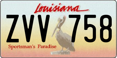 LA license plate ZVV758