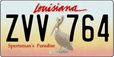 LA license plate ZVV764