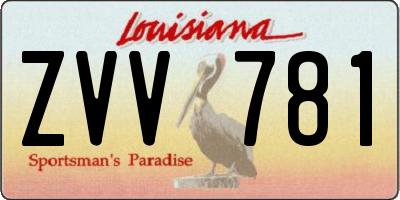 LA license plate ZVV781