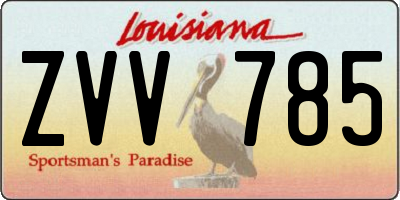 LA license plate ZVV785