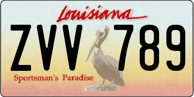 LA license plate ZVV789