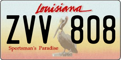 LA license plate ZVV808