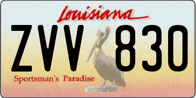 LA license plate ZVV830