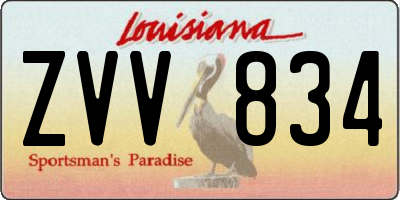 LA license plate ZVV834