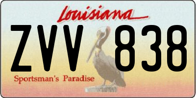 LA license plate ZVV838