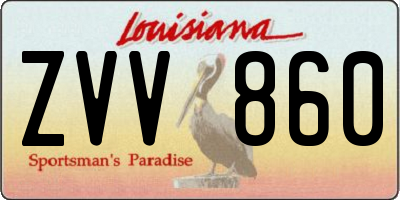 LA license plate ZVV860