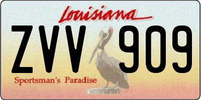 LA license plate ZVV909