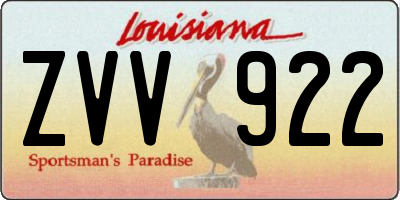 LA license plate ZVV922