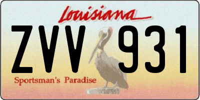 LA license plate ZVV931