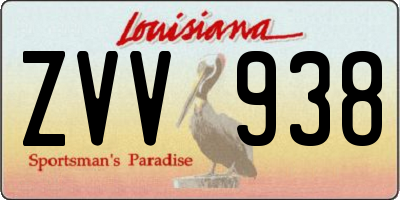 LA license plate ZVV938