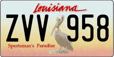 LA license plate ZVV958