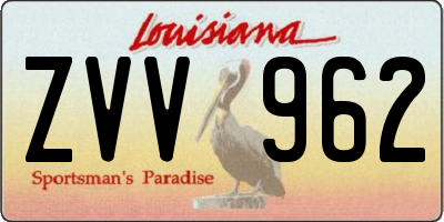 LA license plate ZVV962