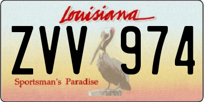 LA license plate ZVV974