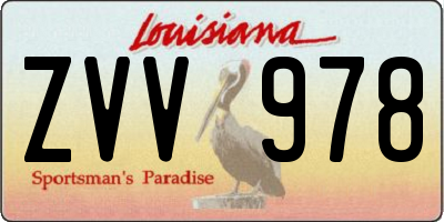 LA license plate ZVV978
