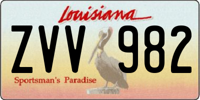 LA license plate ZVV982