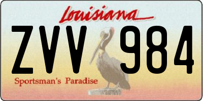 LA license plate ZVV984