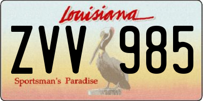 LA license plate ZVV985