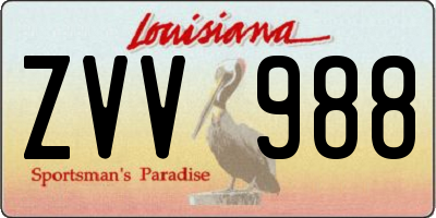 LA license plate ZVV988