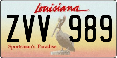 LA license plate ZVV989