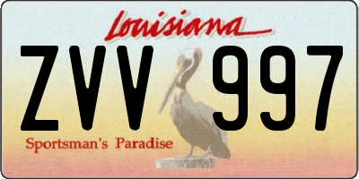 LA license plate ZVV997