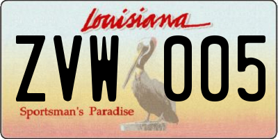 LA license plate ZVW005