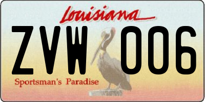 LA license plate ZVW006