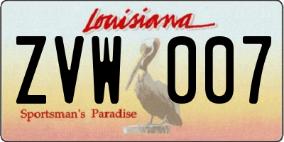 LA license plate ZVW007