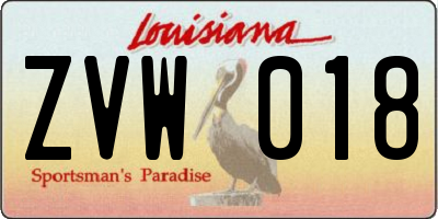 LA license plate ZVW018