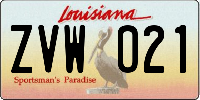LA license plate ZVW021