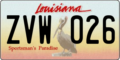 LA license plate ZVW026