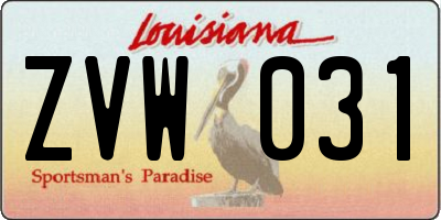 LA license plate ZVW031