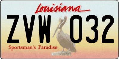LA license plate ZVW032