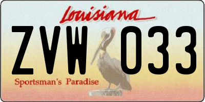 LA license plate ZVW033