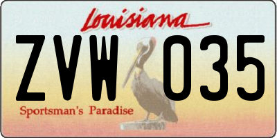 LA license plate ZVW035