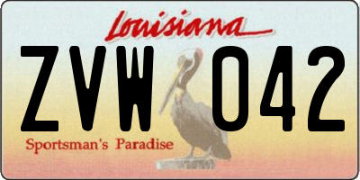 LA license plate ZVW042