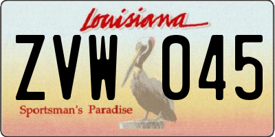 LA license plate ZVW045