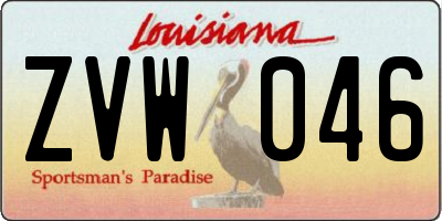 LA license plate ZVW046
