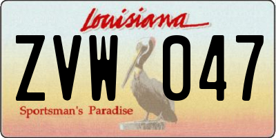 LA license plate ZVW047