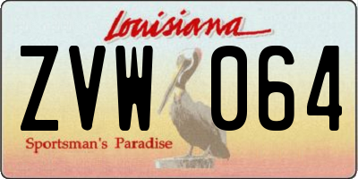 LA license plate ZVW064