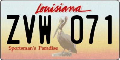 LA license plate ZVW071